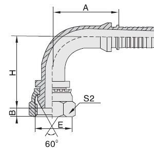 CONEXIÓN 21691 ESPIGA HEMBRA 90° NPSM PARA MANGUERA R1 - R2 – R12
