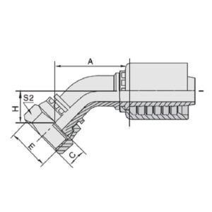 24242-PK ACOPLE HEMBRA ORS 45° PRE-ARMADA TIPO PARKER PK R12- 4SP