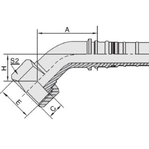 CONEXIÓN 24243 ESPIGA HEMBRA 45°ORFS A/PLANO INTERLOCK PARA MANG. R13 - R15
