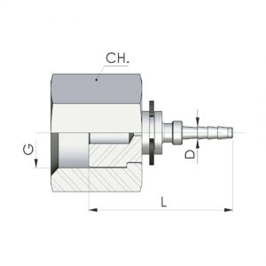 ESPIGA HEMBRA ORFS PARA MICRO-MANGUERA CON HEXÁGONO