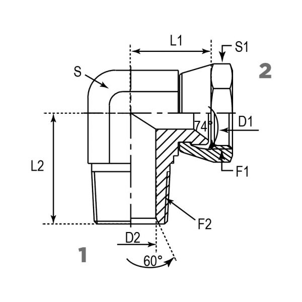 2NJ9 ADAPTADOR CODO 90° MACHO NPT A HEMBRA JIC GIRATORIO