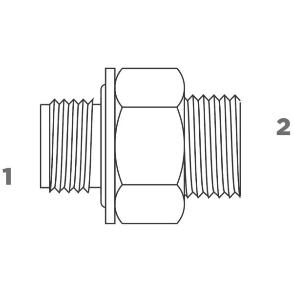 106Q ADAPTADOR MACHO BSPP 60° A MACHO BSPP CON ORING