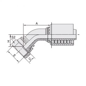 CONEXIÓN 24241T - PK ESPIGA HEMBRA ORS PRE ARMADA CODO 45° TIPO PARKER R2
