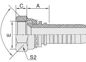CONEXIÓN 27811 ESPIGA HEMBRA SAE 45° RECTA PARA MANGUERA R1 - R2 - R12